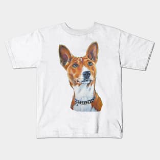 Basenji Fine Art Painting Kids T-Shirt